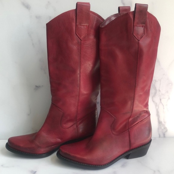 franco sarto red cowboy boots